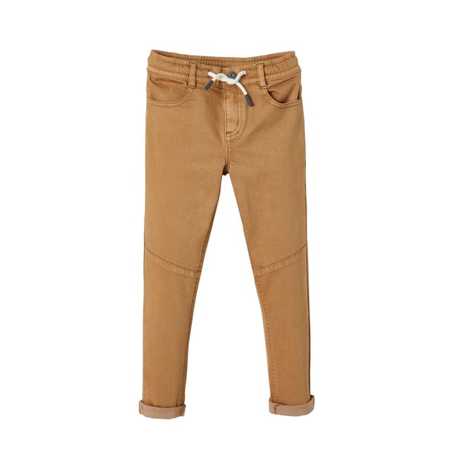 VERTBAUDET Pantalon Garçon Beige 8 Ans - Facile à Enfiler Molleton Effet Denim Confortable