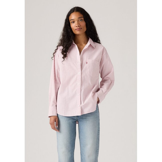 Camisa Harlie Bf riscas rosa/branco <span itemprop=
