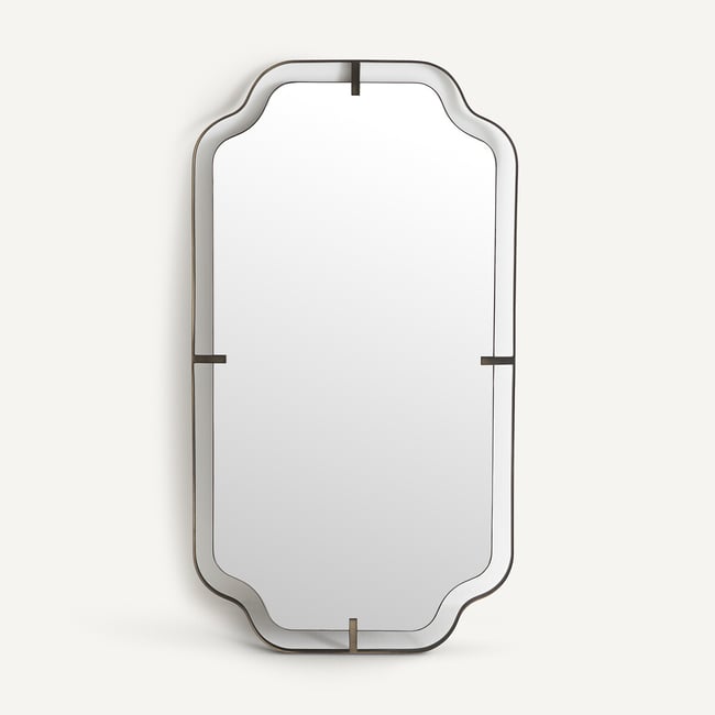 Spiegel im Stil der 30er Jahre, aus Metall Eisen Gun Metall, Höhe 110 cm, EYLEEN gun metal <span itemprop=