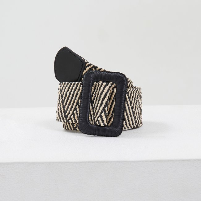 Ceinture large élastiquée noir <span itemprop=
