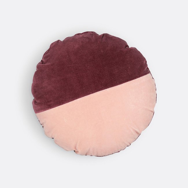 Cuscino rotondo in velluto, Anelio bordeaux/rosa LA REDOUTE INTERIEURS