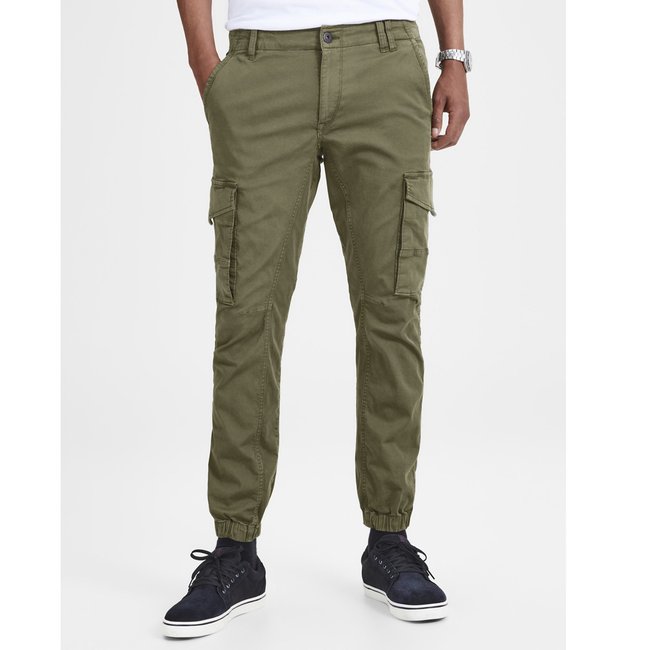 Pantalon Cargo JJIPAUL JJFLAKE vert kaki <span itemprop=