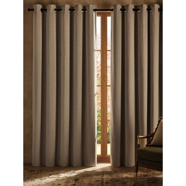 Rideaux à œillets effet lin naturel <span itemprop=