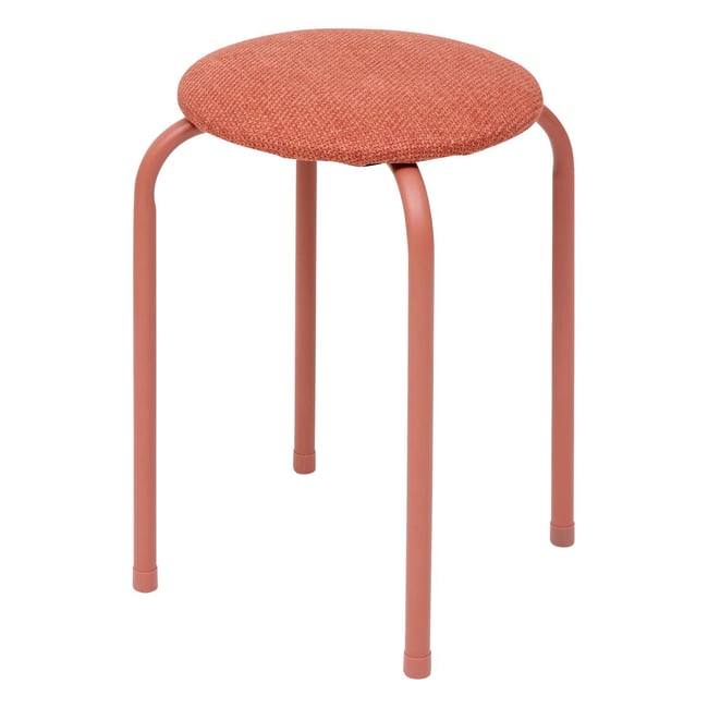 Tabouret rond en tissu chiné FLEXY PLUS Couleur rouge <span itemprop=