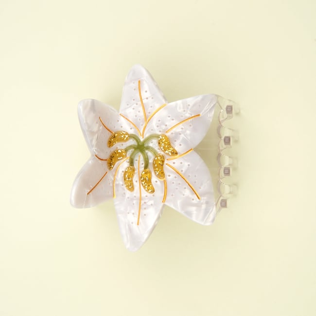 Pince à cheveux Lys blanc <span itemprop=