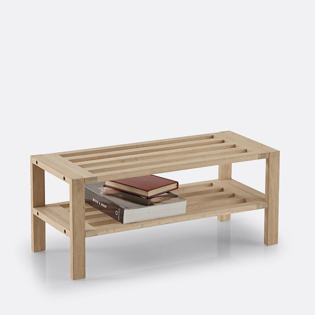 Banc à chaussures Selfrid, 2 étagères Couleur bois clair <span itemprop=