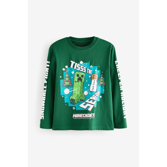 T-shirt à manches longues minecraft vert <span itemprop=