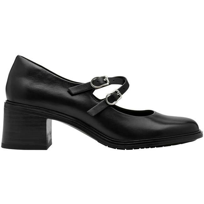 Babies en cuir, talons noir <span itemprop=