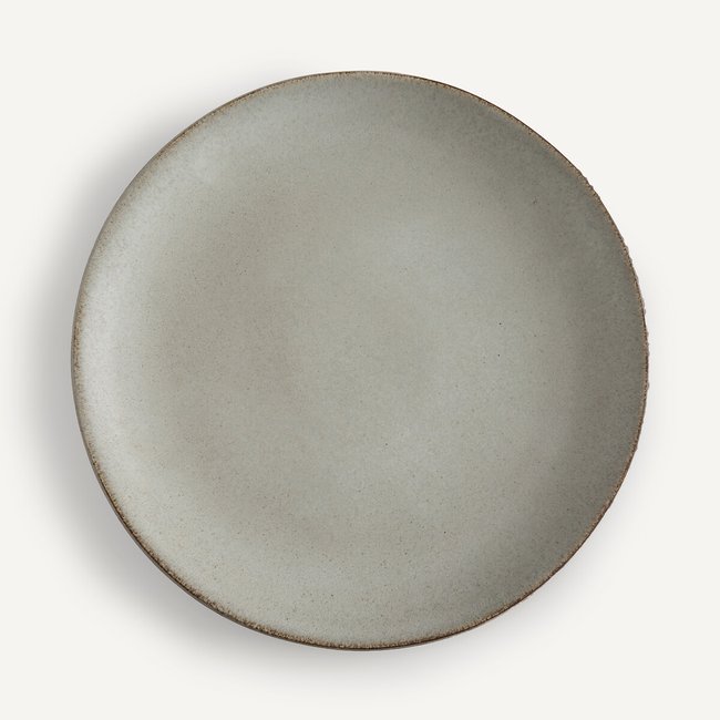 Lot de 4 assiettes plates grès, Leiria Couleur gris <span itemprop=