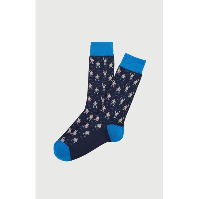 Chaussettes en coton imprimé Bain de minuit marine <span itemprop=