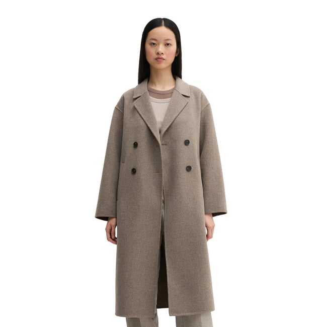 Manteau en laine relaxed en double face mélangée de haute qualité beige <span itemprop=