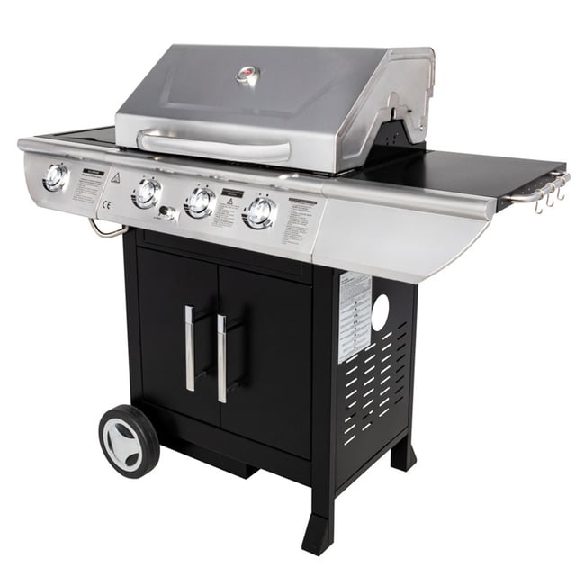 Barbecue à gaz avec couvercle et chariot noir <span itemprop=