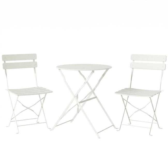Ensemble de bistrot d'extérieur Métal Crème crème <span itemprop=