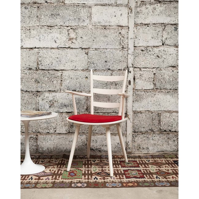 Chaise rouge et blanche Alma N°1724 - Bon état Couleur blanc <span itemprop=