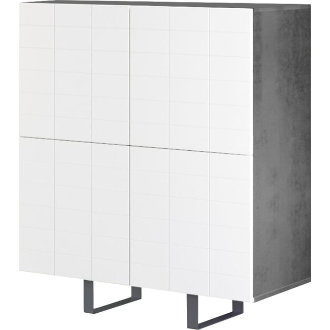 Buffet haut contemporain collection ANTOINETTIE Couleur blanc et effet béton <span itemprop=