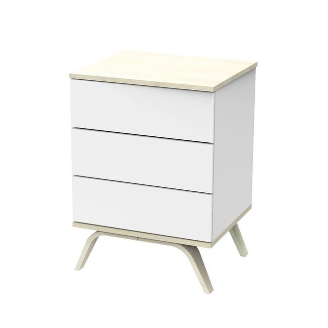 Commode 3 tiroirs en bois blanc <span itemprop=