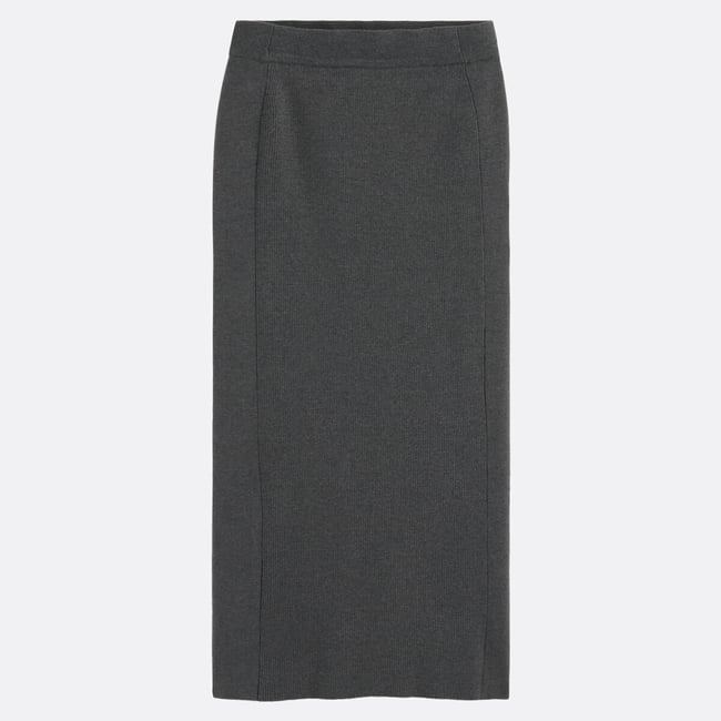 Strikket lige maxinederdel i trækulsgrå LA REDOUTE COLLECTIONS