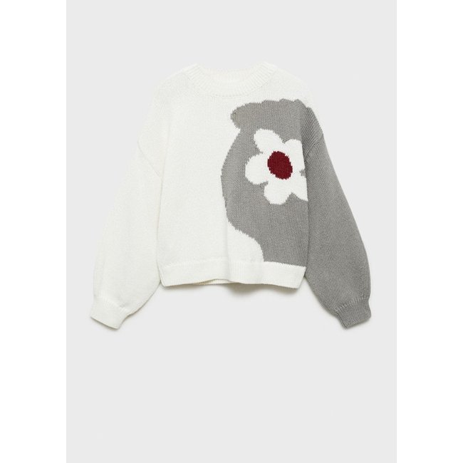 Pull-over maille fleur écru <span itemprop=