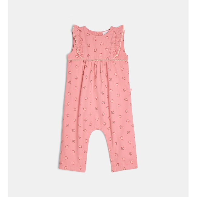 Combinaison telody en flanelle de coton bio rose écru <span itemprop=