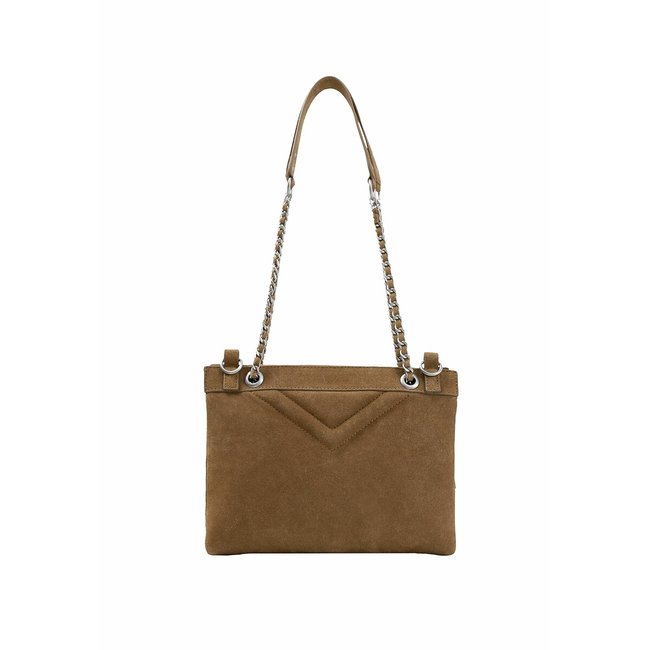Sac pochette 1440 Reporter cuir velours marron caramel <span itemprop=