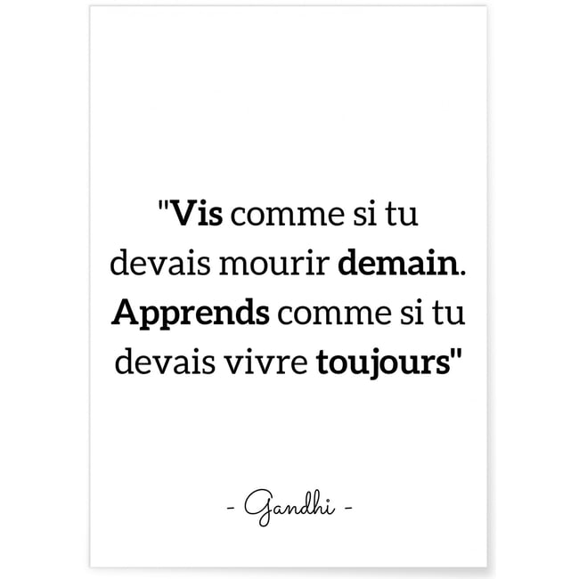 Poster Gandhi 'Vis comme si...' Couleur blanc <span itemprop=