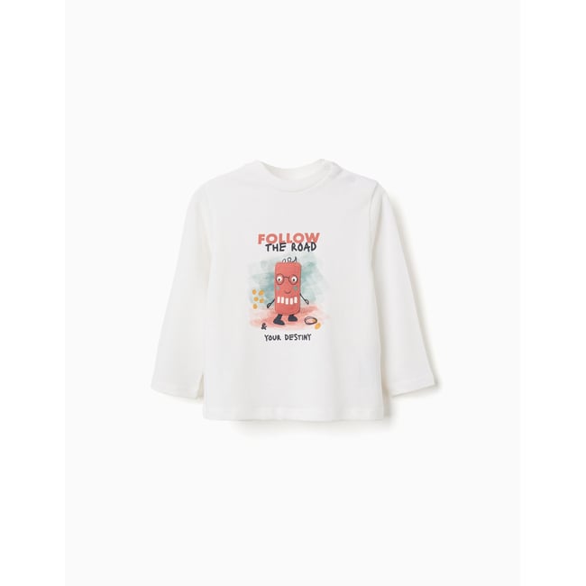 T-shirt en coton à manches longues avec imprimé Puzzle - ZIPPY