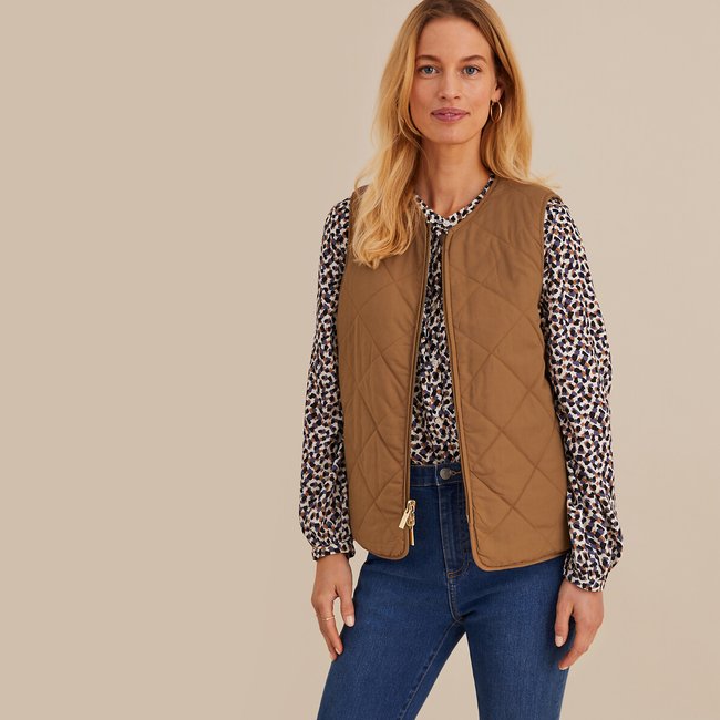 Mid season hooded parka with removable gilet camel Anne Weyburn La Redoute