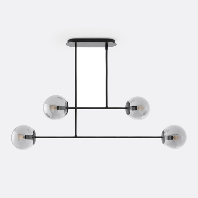 Suspension métal acier et verre fumé, Atea  Couleur verre fumé <span itemprop=