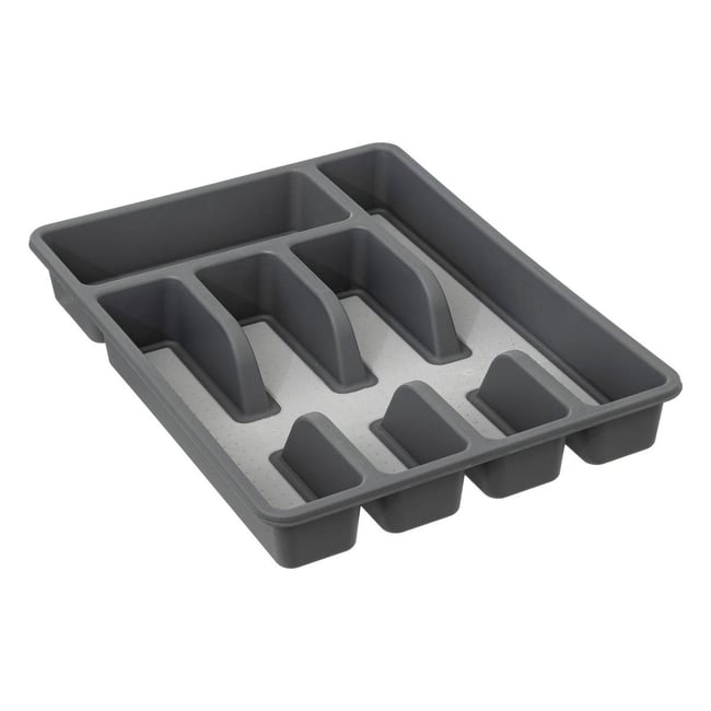 Range-couverts 5 compartiments antidérapant ESSENTIELS gris <span itemprop=