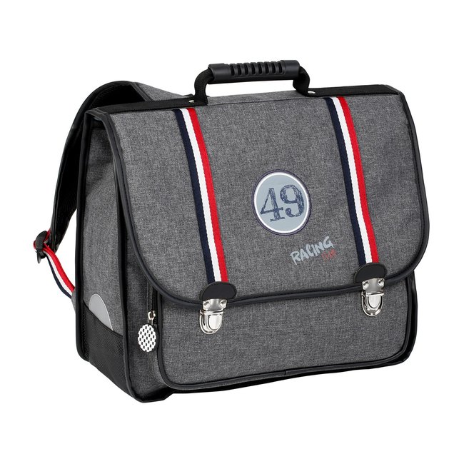 Cartable primaire 38cm design RACING 49 gris <span itemprop=