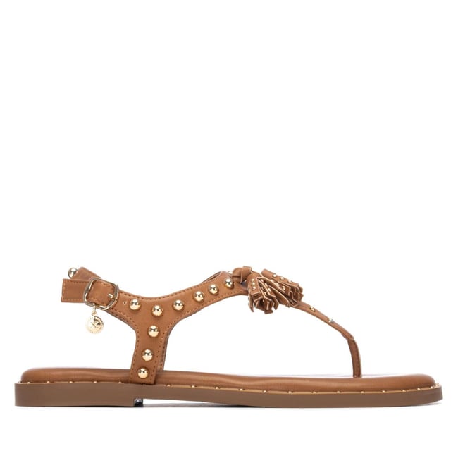 Sandale Plaine Décontractée Boucle camel <span itemprop=