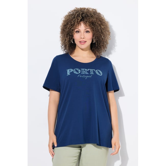 T-shirt à manches cloche bleu foncé <span itemprop=