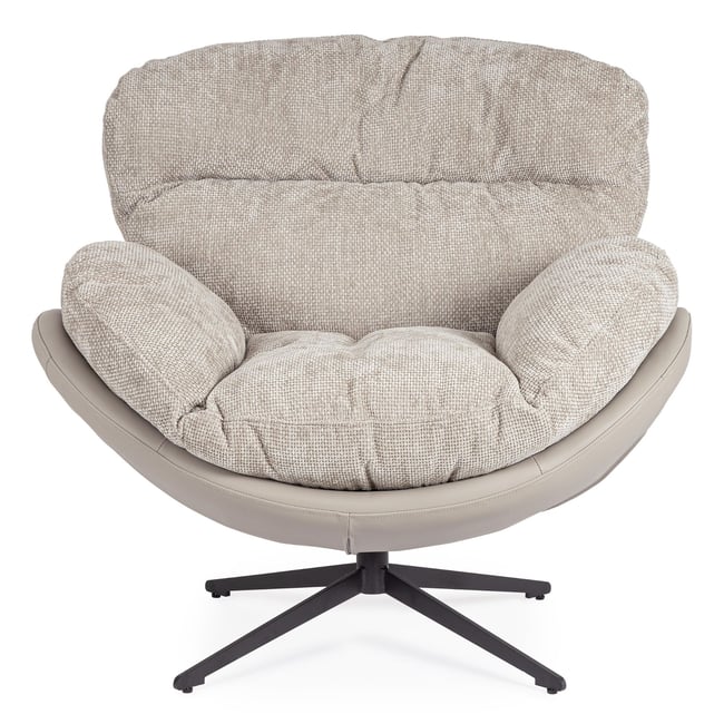 Fauteuil relax pivotant tissu/simili gris/taupe - NINO Couleur gris <span itemprop=