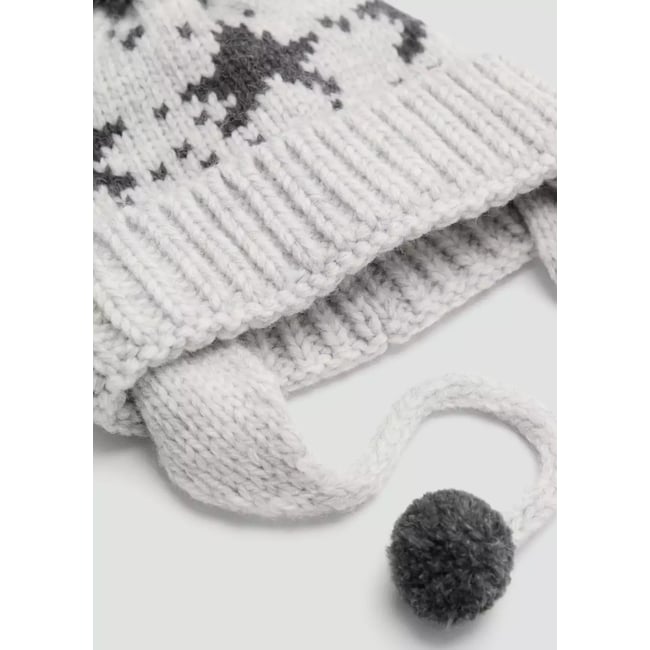 Bonnet en maille étoiles gris <span itemprop=
