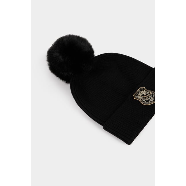 Bonnet à pompon noir <span itemprop=