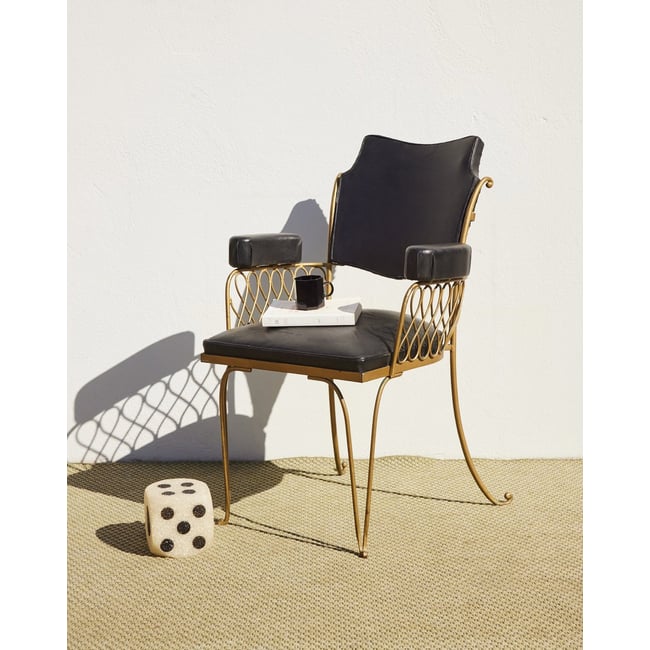 Fauteuil de coiffeur en cuir Ernest N°1581 - Bon état Couleur noir <span itemprop=