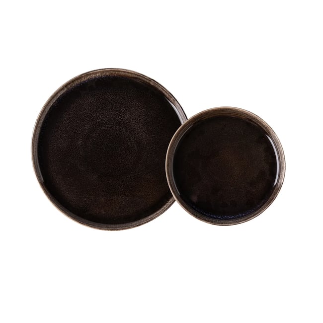 Service de table 12 pièces en grès - Cappuccino Couleur marron <span itemprop=
