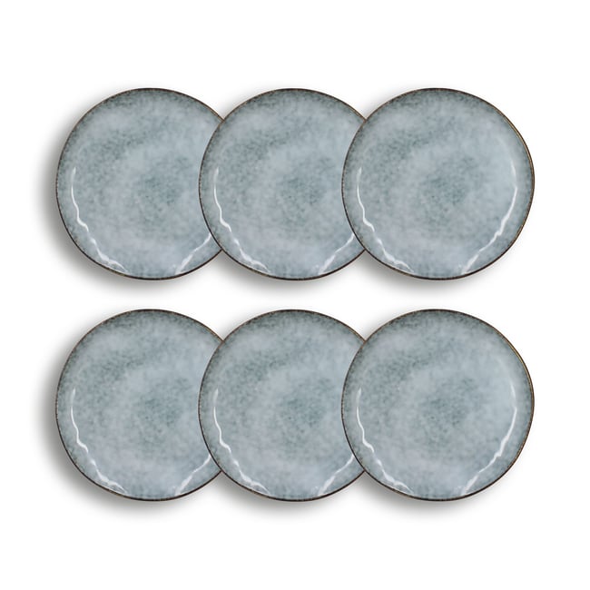 Lot de 6 assiettes desserts en grès 20,5cm, ARONAL Couleur bleu <span itemprop=