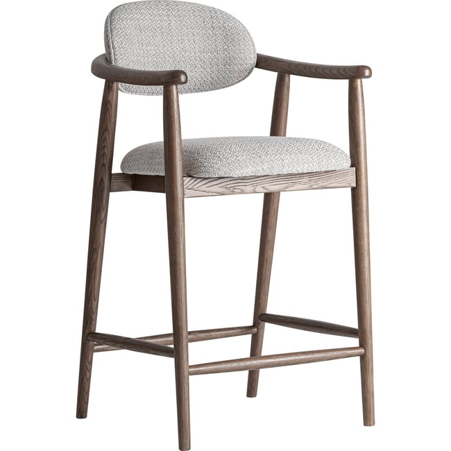 Tabouret haut en bois de frêne Couleur gris et bois brun <span itemprop=