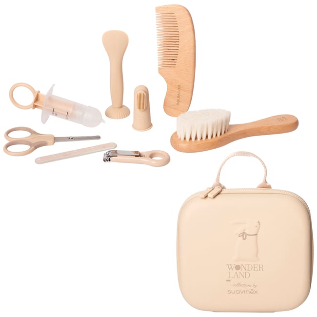 Trousse de soin et de toilette beige <span itemprop=