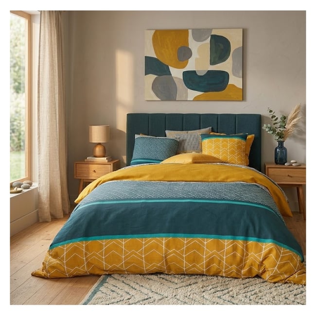 Parure de lit Collection Lupin jaune <span itemprop=