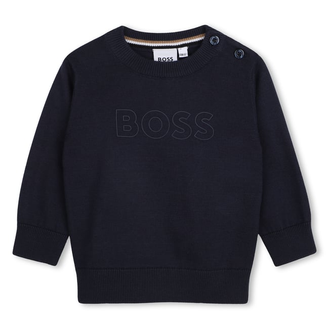 Pull tricot bleu cargo <span itemprop=