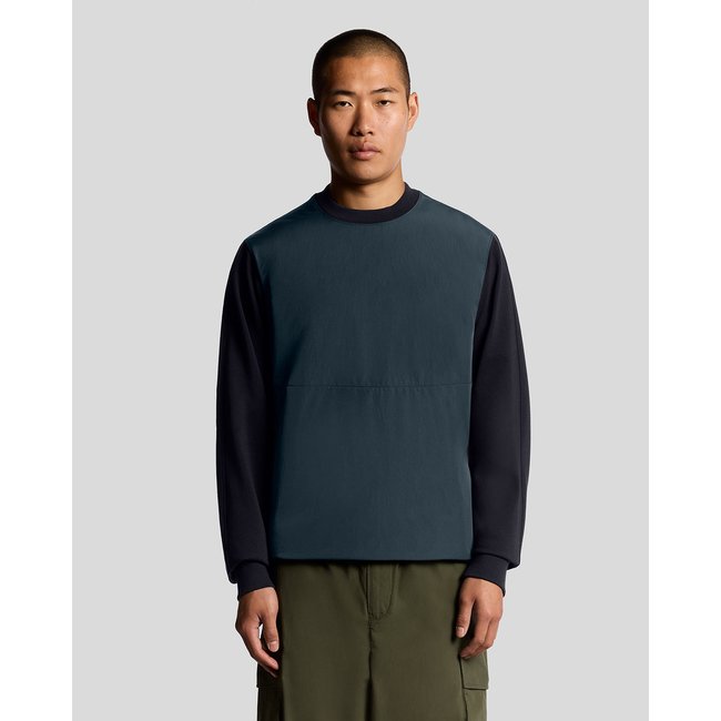 Sweat-shirt demi-manche raglan bleu foncé marine <span itemprop=