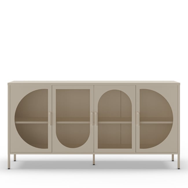 Buffet 4 portes en métal L160cm- ZIO Couleur beige <span itemprop=