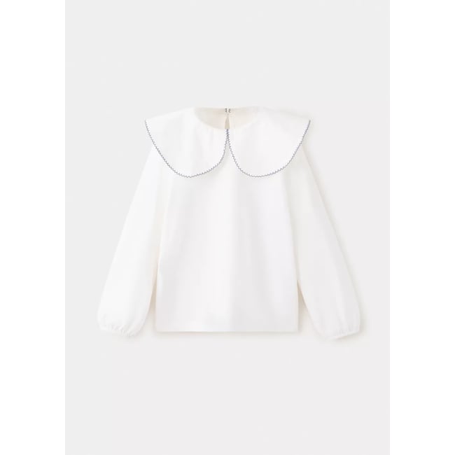 T-shirt col Claudine blanc cassé <span itemprop=
