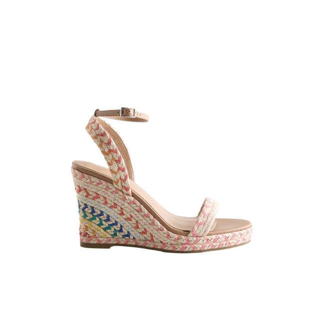 Chaussures compensées hautes à bride cheville multi-couleurs <span itemprop=