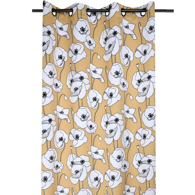 Rideau occultant au look fleuri jaune moutarde <span itemprop=