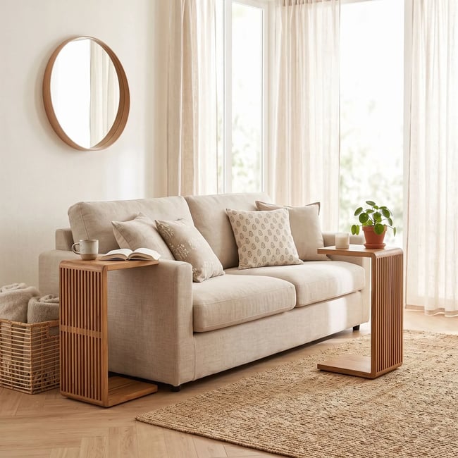 Bouts de canapé en bois recyclé H65 (lot de 2) - SIENA Couleur bois clair <span itemprop=