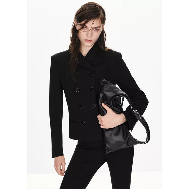 Veste crop croisée noir <span itemprop=