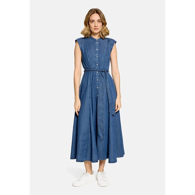Robe en jean à poches extérieures bleu <span itemprop=